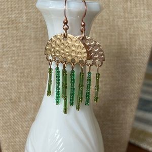 Green and gold jellyfish earrings